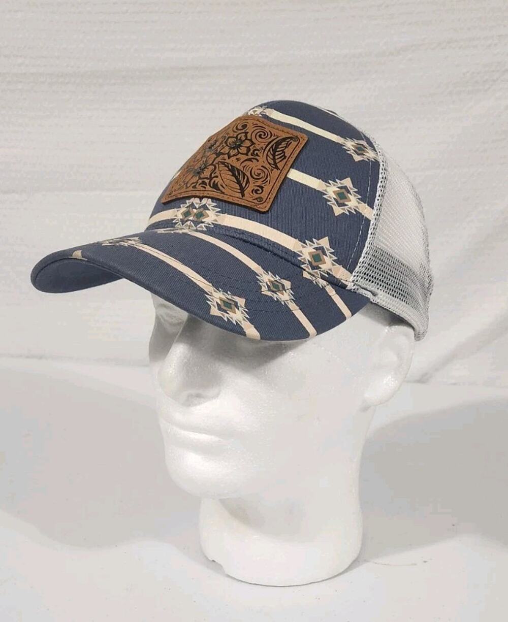 Shyanne Snapback Trucker Hat One Size Adjustable Leather Patch Mesh Aztec